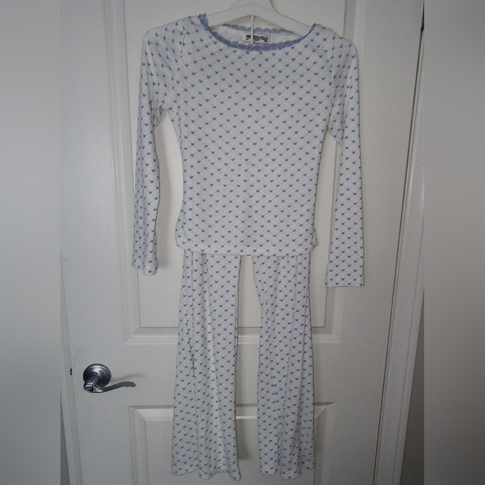Princess Polly White and Blue Heart Pajama Set